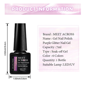 MEET ACROSS Gel à ongles à effet puissant avec paillettes violettes, étiquette privée personnalisée disponible, série Dunhuang, gel UV à paillettes <span class=keywords><strong>flash</strong></span> - Product Image 6