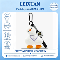 Porte-clés en peluche canard blanc mignon, pendentif de sac en forme de canard de dessin animé avec mousqueton et cordon tressé, breloque pour sac à dos animal de la ferme, cadeau