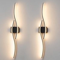 JACKSUN Applique murale LED moderne en métal doré et noir, lampe murale à brancher, intensité variable avec télécommande, longueur 39,4 pouces