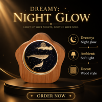 Lampe de nuit LED USB en bois avec cadre étoilé gravé en 3D, cadeau personnalisé en gros