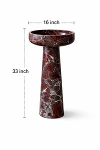 YUSHI Lavabo sur pied sculptural en marbre rouge Rosso Levanto, style moderne et luxueux, pour villa haut de gamme - Product Image 4