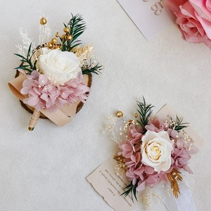Ramillete de <span class=keywords><strong>Flores</strong></span> Secas y <span class=keywords><strong>Preservadas</strong></span> de Color Rosa para Novia, Dama de Honor, Boda, Regalo de San Valentín, Hecho a Mano, Ecológico - Product Image 2
