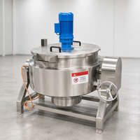 Marmite de cuisson industrielle 100L à double enveloppe, chauffage direct gaz et électrique, avec agitateur, pour la transformation alimentaire et la confiserie