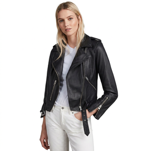 New 2026 Custom slim fit real leather zipper <b>biker</b> <b>jacket</b> with warm lining for winter wear women fashion women leather <b>jacket</b> - Product Image 1
