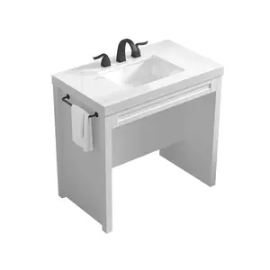 Meuble-lavabo de salle de bain sur pied Meuble-lavabo simple pour fauteuil roulant Accessibilité Meuble-lavabo blanc pour salle de bain