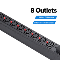 19 pouces 1U coque en alliage d'aluminium IEC C13 prise PDU avec disjoncteur 1P 32A équipement de distribution d'énergie