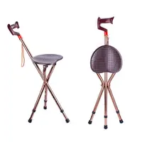 Bâton de marche réglable avec siège de chaise, béquille pliante, tabouret, canne