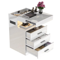 Table de chevet intelligente moderne pour chambre à coucher avec lumière LED, chargeur sans fil, capteur, compartiment caché et serrure, design en bois