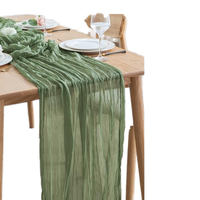 Chemin de table rustique en voile froissé et gaze de coton, tissé, en polyester, pour mariage, fête, Noël, maison, hôtel, festival, décoration réutilisable