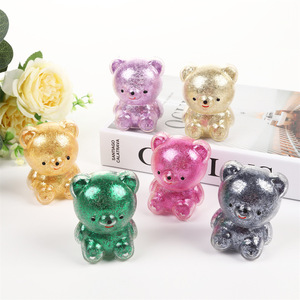 Nouveaux jouets amusants en pâte à modeler en forme d'ours, avec poudre dorée scintillante, jouets créatifs anti-stress à l'effigie de dessins animés, en stock pour la vente en gros transfrontalière - Product Image 1