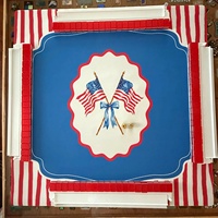Tapis de jeu de Mahjong patriotique floral de 31,5 pouces, tapis de table antidérapant en caoutchouc pour Mahjong américain