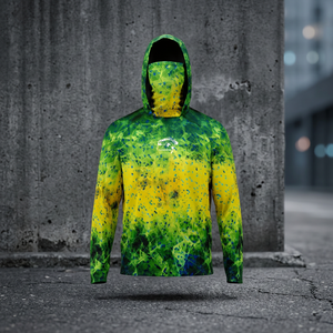 Men's Geometric Printed <b>Long</b> <b>Sleeve</b> Hooded Fishing Jersey Quick Dry UPF50+ Breathable Outdoor Wear - Product Image 5