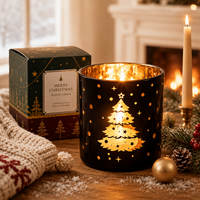 Vente en gros, promotion exceptionnelle : Pots à bougies en verre réutilisables personnalisés, motif Gnome de Noël et Élan, électroplaqués noir, pour bougies parfumées, décoration intérieure