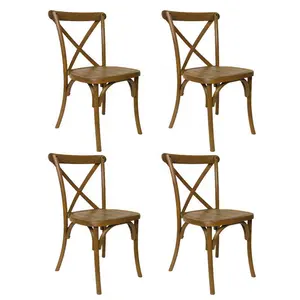 आधुनिक आउटडोर वाटरप्रूफ भूरे रंग के प्राकृतिक राजभोज पार्टी उद्यान x बैक रेसिन क्रॉसबैक कुर्सियों
