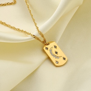 Accesorios Mujer Joyería permanente 18K Chapado <span class=keywords><strong>en</strong></span> oro Acero inoxidable Divergente Luz solar Luna Estrella Grabado Colgante Collar - Product Image 6