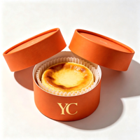Caja de Cartón Cilíndrica Personalizada para Alimentos, Envase para Pastel de Queso, Tubo de Papel Kraft para Empacar Pasteles y Postres con Logotipo