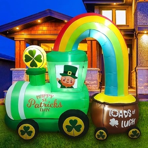 <span class=keywords><strong>Train</strong></span> gonflable éclairé par LED de 6 pieds pour la Saint-Patrick avec décoration de pot arc-en-ciel Shamrock pour la journée irlandaise Leprechaun - Product Image 4