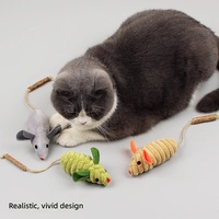 Mainan Kunyah Plush Catnip untuk Kucing & Anak Kucing - Tikus Kayu dengan Infusi Silvervine - Mainan Kunyah Penghilang Kebosanan