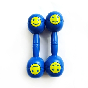 Wholesale Smiley Face Plastic <b>Dumbbell</b> Hand Shake Bells Orff Percussion Instrument For Kids Morning Exercise - Product Image 3