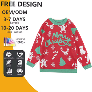 Suéteres Navideños Casuales de Punto para <span class=keywords><strong>Mujer</strong></span>, de Alta Calidad OEM, Suéteres Navideños Feos de <span class=keywords><strong>Cuello</strong></span> Redondo Personalizados - Product Image 1