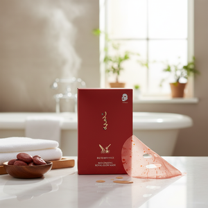 Masque en tissu Hong Royal Glow 25g*10 format voyage, ginseng rouge coréen premium pour le visage, éclat instantané, anti-âge et hydratation intense - Product Image 3