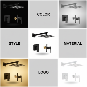 Ensemble <span class=keywords><strong>de</strong></span> robinetterie <span class=keywords><strong>de</strong></span> <span class=keywords><strong>douche</strong></span> Heable noir mat avec kit <span class=keywords><strong>de</strong></span> finition <span class=keywords><strong>de</strong></span> <span class=keywords><strong>douche</strong></span> pluie à poignée unique, pommeau <span class=keywords><strong>de</strong></span> <span class=keywords><strong>douche</strong></span> carré et bras extra long - Salle <span class=keywords><strong>de</strong></span> bain - Product Image 2