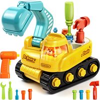 Mainan Konstruksi Excavator Bongkar Pasang EPT DIY Set Peralatan Anak Bor Listrik Edukatif Permainan Pura-Pura STEM untuk Balita Laki-laki