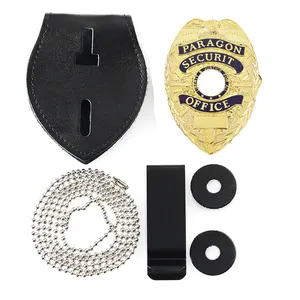 Factory Custom Metall Sicherheits abzeichen mit Leder Brieftasche Halter Zubehör