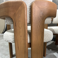 Fauteuil de salle à manger Rhoohill personnalisé, style moderne américain, en bois massif, chêne blanc avec tissu bouclé, chaises de restaurant
