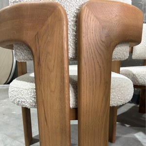 Fauteuil <span class=keywords><strong>de</strong></span> salle à manger Rhoohill personnalisé, style moderne américain, en bois massif, chêne blanc avec tissu bouclé, chaises <span class=keywords><strong>de</strong></span> <span class=keywords><strong>restaurant</strong></span> - Product Image 6