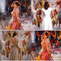 Peinture à l'huile sur toile 18-24 pouces, abstraite, belle fille, portrait figuratif fait main, peintures à l'huile féminines, décoration murale moderne pour la maison