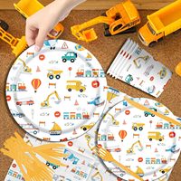 Ensembles de plateaux en papier à couverts jetables personnalisables pour voitures avions pour l'anniversaire des enfants Graduation Christmas Easter Parties