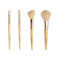 Pinceaux de maquillage en fibre de laine avec manche en bambou naturel personnalisés avec logo Pinceaux de maquillage en bois de chèvre avec logo de marque privée