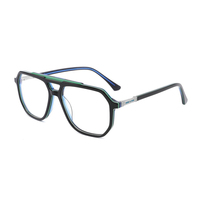 Lunettes à monture en acétate les plus populaires Monture optique pour femmes Lunettes arc-en-ciel à double pont
