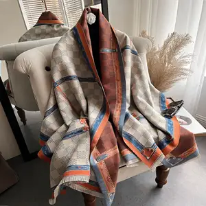 Cashmere Scarf Women Luxury Designer Plaid Tartan Blanket Poncho With Tassels Winter Warm Pashmina Cape Wraps Shawls Shawls