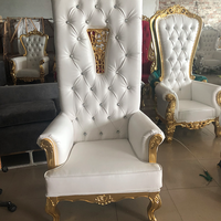Chaise de princesse à dossier haut, décoration pour enfants, avec couverture en cuir PU, en bois massif, couleur pouvant être personnalisée