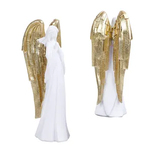 Redeco gran oferta adornos de Ángel elegantes escultura de Ángel guardián blanco estatua de Ángel de resina artesanías para decoración del hogar