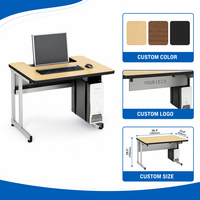 Bureau informatique avec support CPU suspendu, panneau de modestie en acier, 800x600x750mm, robuste, pour projets gouvernementaux et scolaires