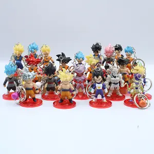 2023 Year 21pieces set DBZ Anime Character Keychains Goku Doll Bell Pendant Metal Ornaments