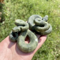 Sculptures de serpents en jade serpentine naturel, sculptées à la main, douze animaux du zodiaque, pierres de guérison, artisanat en cristal, décoration de la maison