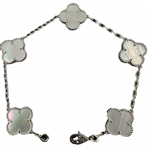 <span class=keywords><strong>Bracelet</strong></span> unisexe en argent sterling 925, trèfle à quatre feuilles, cinq fleurs, plaqué or rose 18 carats, nacre blanche, <span class=keywords><strong>agate</strong></span> rouge, onyx noir - Product Image 3