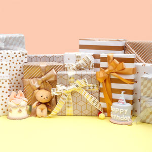 Wholesale 80g <b>Birthday</b> Gold Coated Silicone Virgin Art <b>Paper</b> 43*300cm Luxury Custom Gift <b>Wrapping</b> Packaging <b>Wrapping</b> <b>Paper</b> <b>Roll</b> - Product Image 3