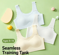 Soutien-gorge d'entraînement sans coutures à bords festonnés pour jeunes filles, doux, respectueux de la peau, respirant, soutien délicat, anti-exposition, sous-vêtement pour jeunes