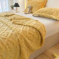 Couverture d'Hiver Épaisse en Flanelle Jacquard Trèfle Polaire Corail à Motif Imprimé, Idéal Cadeau pour le Commerce International