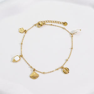 स्टेनलेस स्टील ब्रेसलेट महिला गहने समुद्र तट एंडी आकर्षण ट्रेंडी खोल समुद्र तट फुट श्रृंखला - Product Image 4