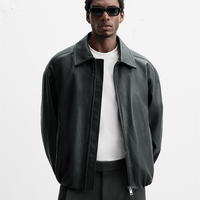 Vente en gros de veste en faux cuir en PU pour hommes, veste de moto classique vintage imperméable avec logo personnalisé et fermeture éclair