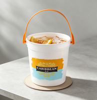Ember Plastik 32oz untuk Rum Cruzan, Tequila Cuervo Gold, Soda Lemon Lime, Ember Minuman Plastik Transparan yang Dapat Disesuaikan