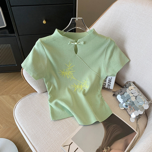 Maglietta Estiva da Donna Casual alla Moda con Ricamo, Slim Fit, Manica Corta, Pullover Lavorato a Maglia - Product Image 3