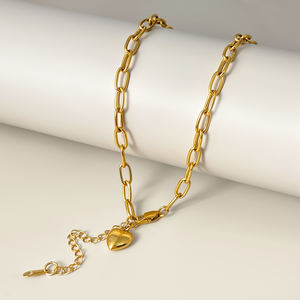 Klasik zincir su geçirmez Pvd kaplama takı altın kaplama kalp bağlantı kolye kadınlar ve erkekler için - Product Image 2