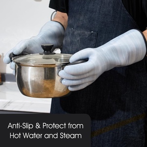 Gants longs de cuisine en silicone, résistants à la chaleur et au froid, pour la cuisson, le barbecue, la protection ESD industrielle, haute température, Nomex Pro, pour four - Product Image 3